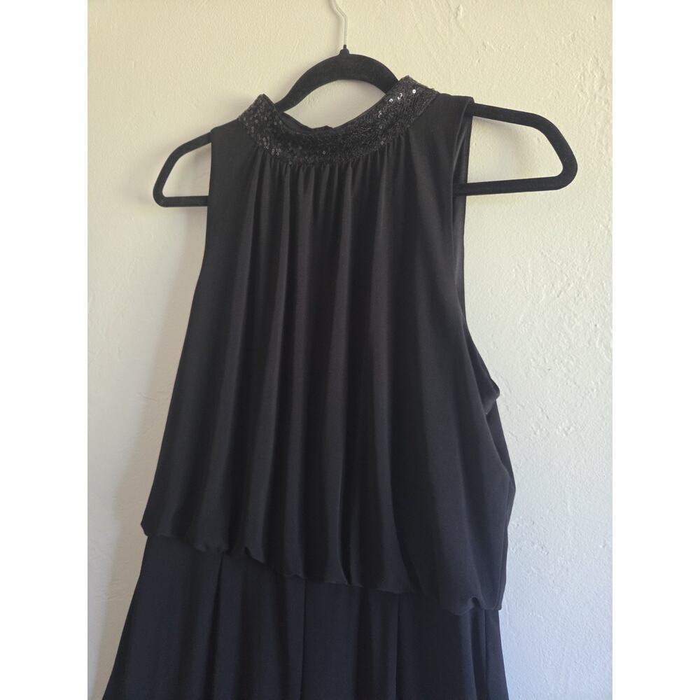 Lauren Ralph Lauren Black Jumpsuit Sz 14 Sleeveless Sequin High Neck Wide-Leg - Picture 2 of 14